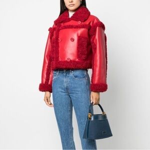STAND STUDIO Kristy Shearling Faux Leather Moto Jacket
